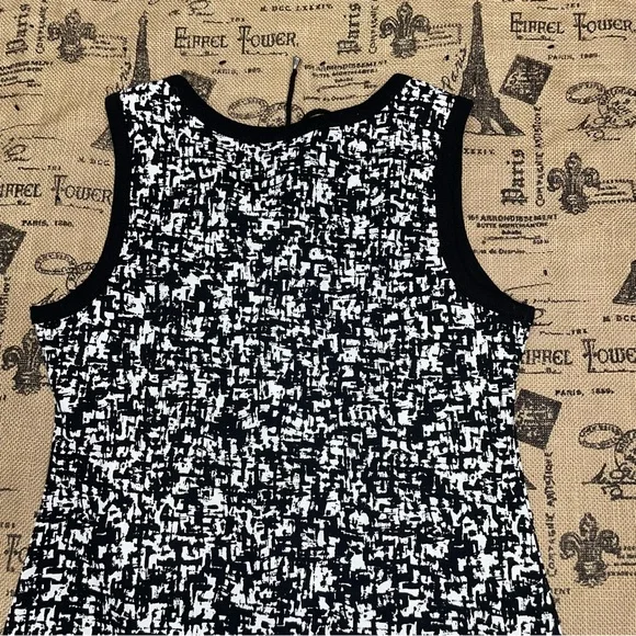 Rafaella NWOT! Black/White Print Tie Neck Sleeveless Dress Size S - Picture 11 of 14